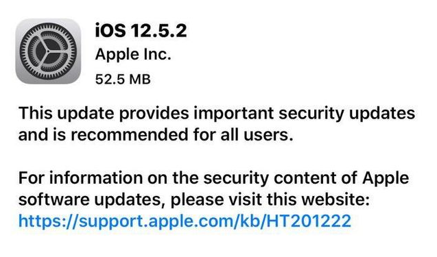 鄞州苹果手机维修分享iOS12.5.2发布，建议所有老苹果用户安装 